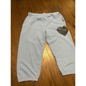 Y2K Pink by Victoria Secret Light Blue Sweatpants Heart Logo Lounge Casual  Sz L